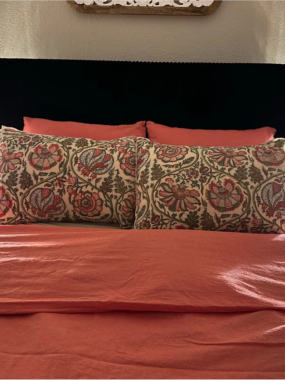 Coral Cotton Duvet Cover Set - Unbranded